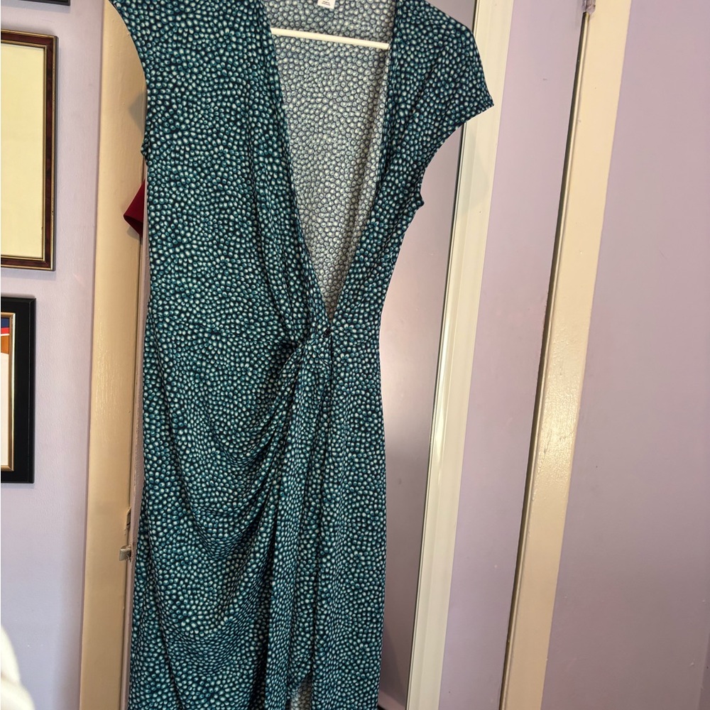 Elegant Teal Polka Dot Dress